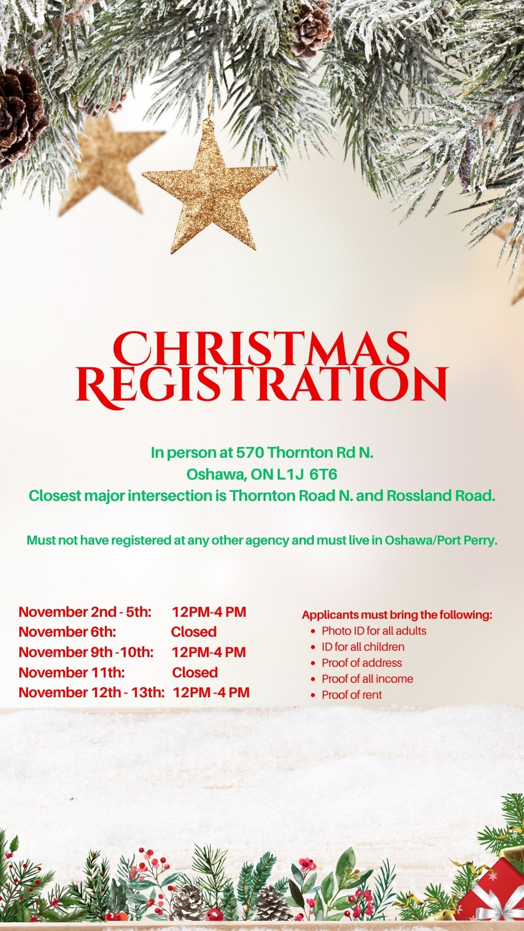 Christmas Registration Oshawa